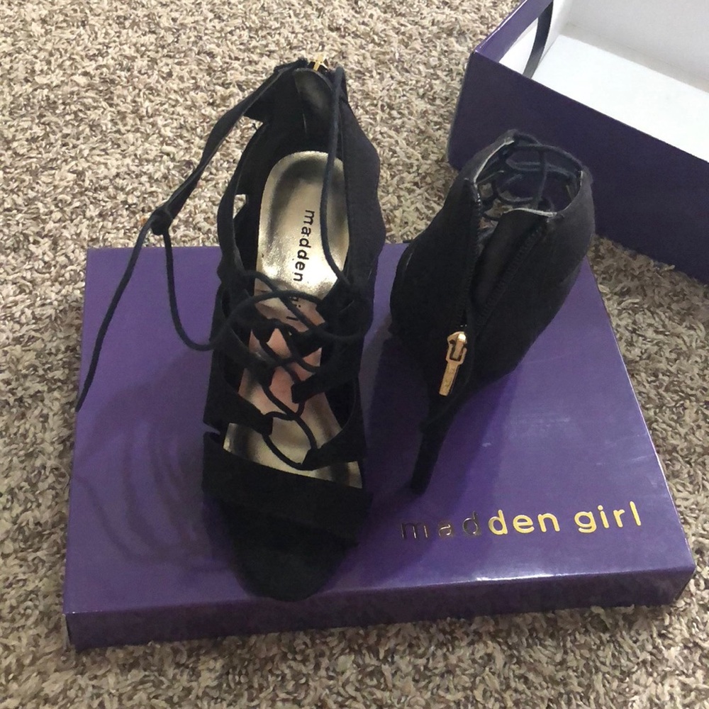 Black lace up heels